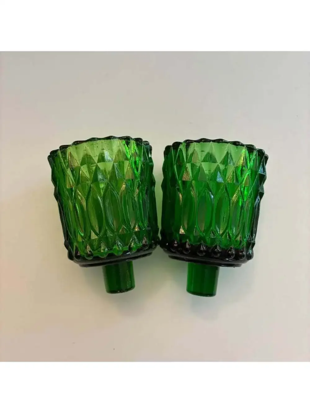 Pair Vintage Twisted Rope Metal Birdcage Wall Sconces Green Glass Candle Holders